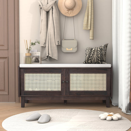 Wooden Shoe Bench for Entryway and Hallway