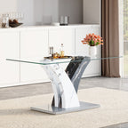 Modern dining table, tempered glass countertop, and artistic MDF legs are perfect for hosting dinners, conferences, home, and office decorations.