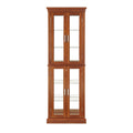 Lighted Curio Cabinet with Adjustable Shelves, Mirrored Back, and Tempered Glass Doors, 6-Tier Walnut Finish