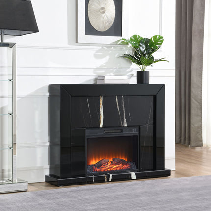 Drisana Black Mirrored Finish Fireplace