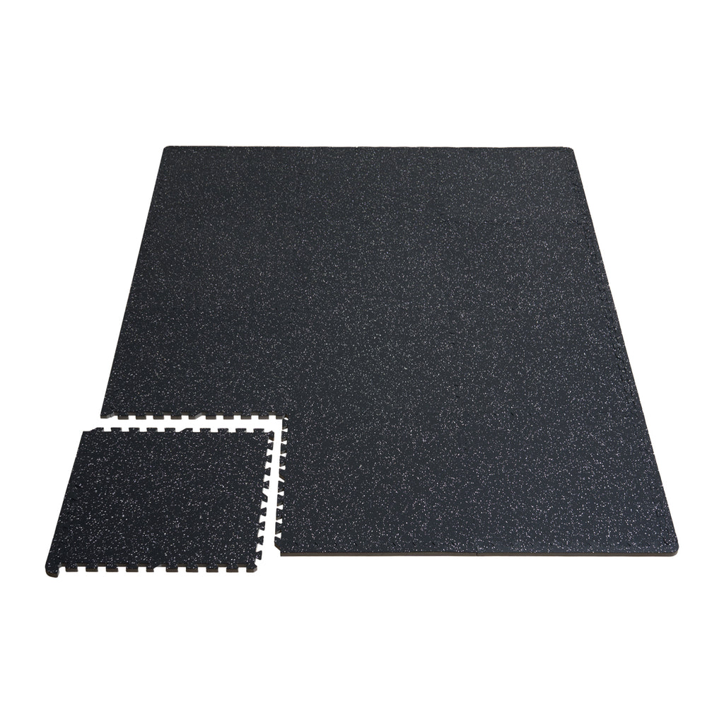 0.56 Inch Thick Gym Floor Mats, 6 Tiles Rubber Top with EVA Foam, 25' x 25' Gym Flooring Workout Mats with 25 sq.ft Coverage, Interlocking Puzzle Gym Mats for Gym, Home, Garage, Black & White