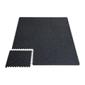 0.56 Inch Thick Gym Floor Mats, 6 Tiles Rubber Top with EVA Foam, 25' x 25' Gym Flooring Workout Mats with 25 sq.ft Coverage, Interlocking Puzzle Gym Mats for Gym, Home, Garage, Black & White