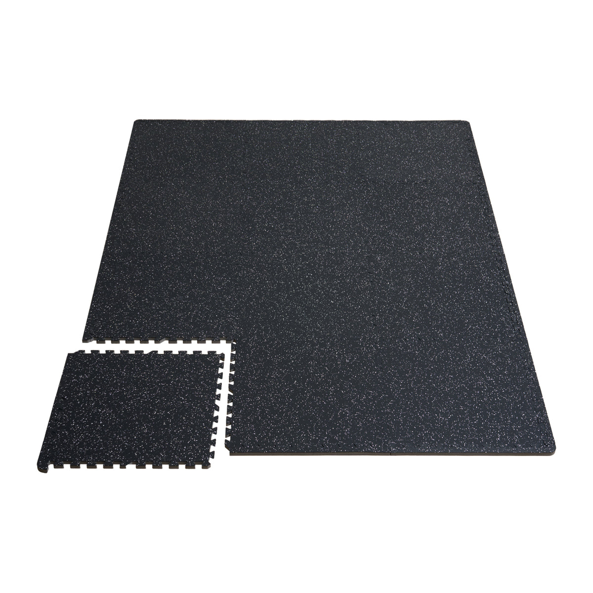 0.56 Inch Thick Gym Floor Mats, 6 Tiles Rubber Top with EVA Foam, 25' x 25' Gym Flooring Workout Mats with 25 sq.ft Coverage, Interlocking Puzzle Gym Mats for Gym, Home, Garage, Black & White