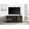 47 In Dark Walnut Wood TV Stand with 5 Shelves and 2 Drawers, Living Room Media Console for 43' to 55' TVs