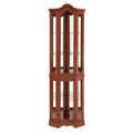 Corner Curio Cabinet with Lights, Adjustable Tempered Glass Shelves, Mirrored Back, Display Cabinet, Walnut
