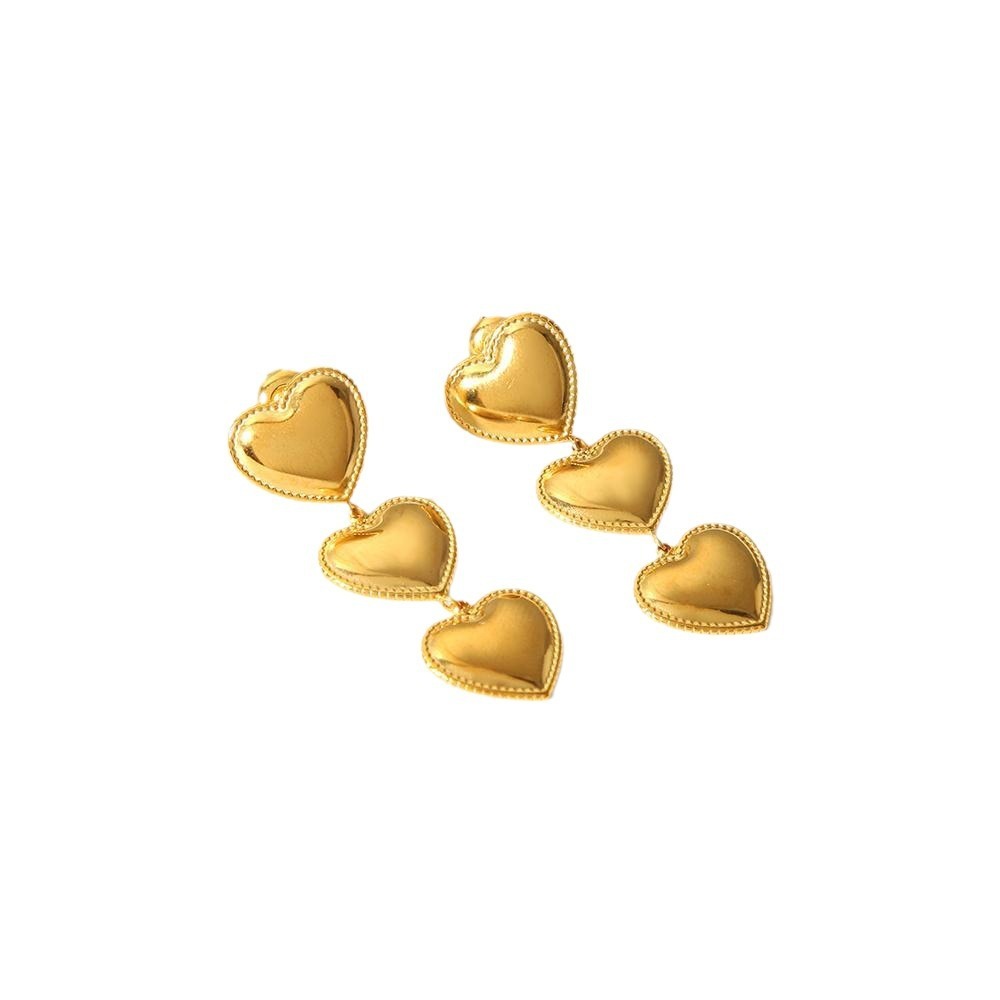 Eardrops Love Heart Titanium Steel Ear Studs 18K Gold Does Not Fade