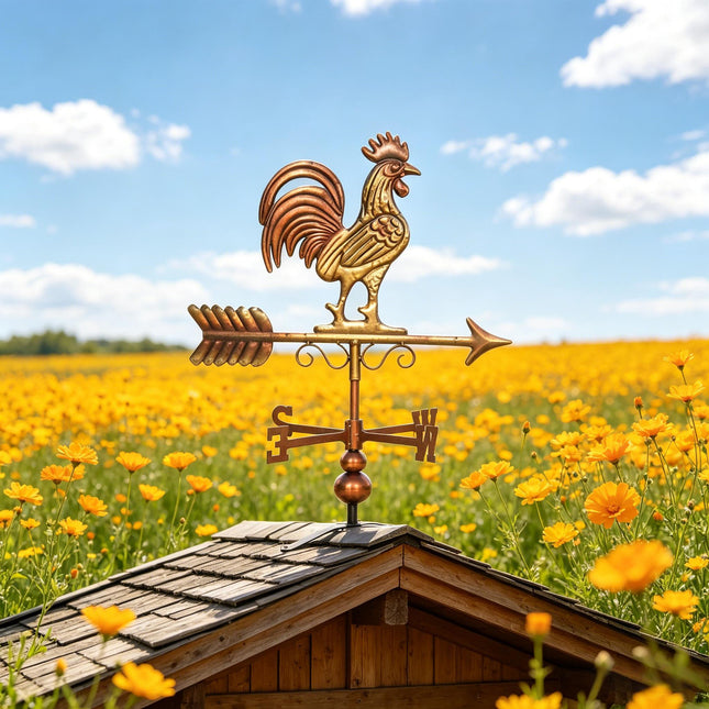 Classic Weather Vanes,Roof Mount Wind Direction Indicator,Rooster Weathervane