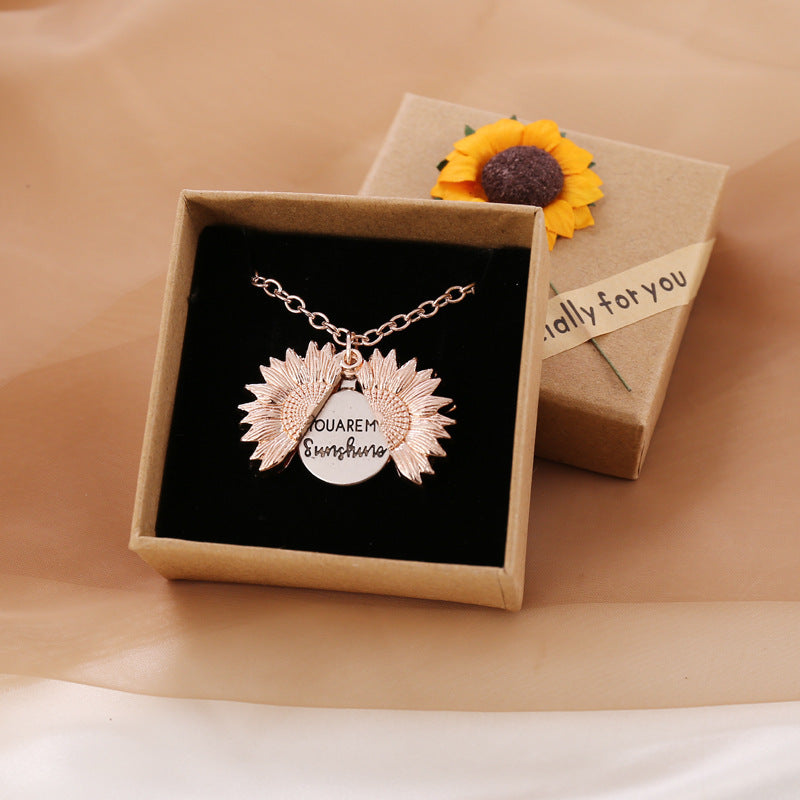 You Are My Sunshine Sunflower Necklace Women Men