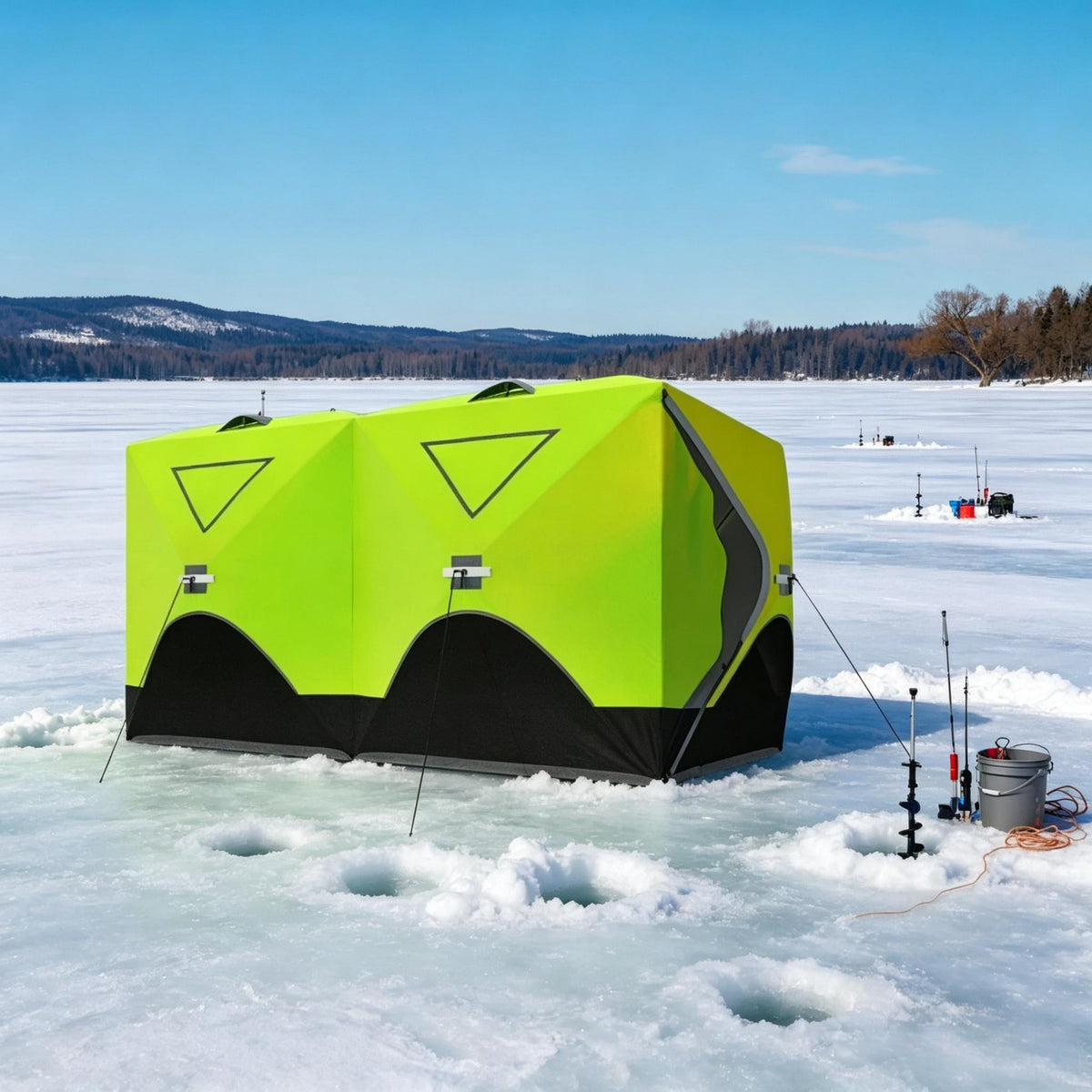 Spacious Walk-In Ice Castle Tent,Insulated Pop-Up Ice Fishing Tent,Outdoor Pop-Up Shelter,Instant Setup Outdoor Tent,Portable Pop-Up Ice Fishing Shelter