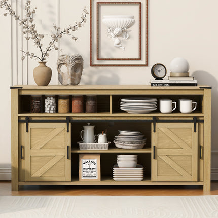 U_STYLE 59.3 in in Sideboard with Sliding Barn Door and Mesh Panels