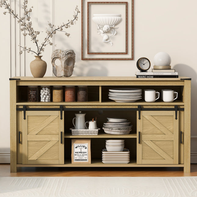 U_STYLE 59.3 in in Sideboard with Sliding Barn Door and Mesh Panels