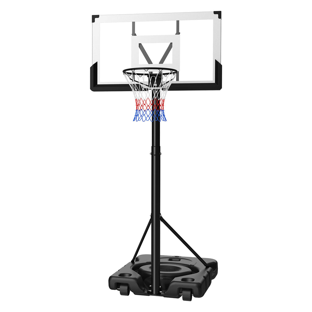 Portable Basketball Stand, 10 ft Height Adjustment Basketball Hoop & Goal, Portable Basketballs Hoop with 48 inch PC Backboard & Wheels for Kids, Teens, Adults in Driveways, Pools, Schools