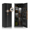 8 Gun Safe Rifle and Pistol Storage, Fingerprint Lock Gun Cabinet with Adjustable Racks & Shelves, 4 Pistol Pockets, Quick Access Rifle Safe with Keypad, Alarm & Silent Modes, 57' H Gun Locker