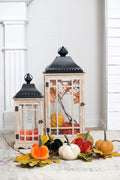S/2 Wood Lantern W/Iron Roof