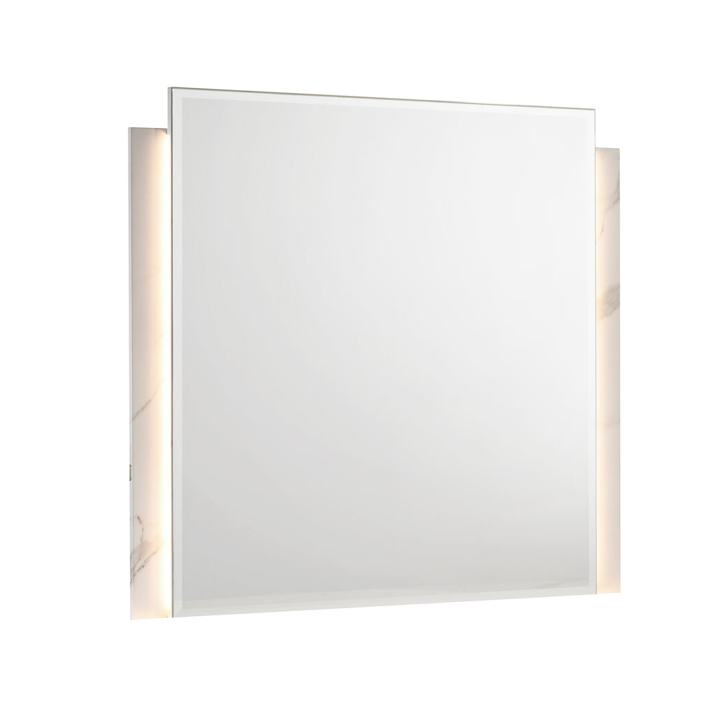 Altima Contemporary LED Dresser Mirror with Integrated Vertical Light Strips and Birds Eye Gray Maple Finish (Dresser Not Included)