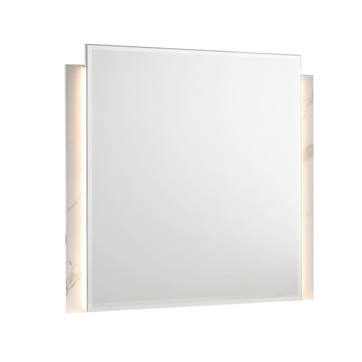 Altima Contemporary LED Dresser Mirror with Integrated Vertical Light Strips and Birds Eye Gray Maple Finish (Dresser Not Included)