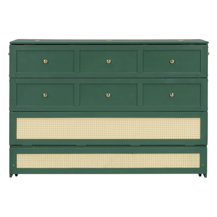 Queen Murphy Bed with Large Drawers,Green (OLD SKU: LP000678AAF)