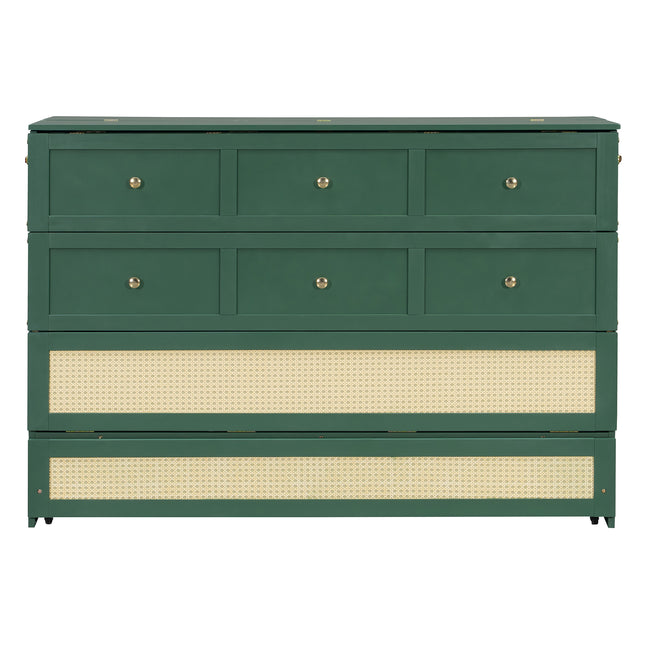 Queen Murphy Bed with Large Drawers,Green (OLD SKU: LP000678AAF)