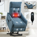 Blue Chenille Single Motor Power Lift Recliner Chair with Massage and Heat for Elderly, Heavy Duty Motion Mechanism and One USB for Charging, Max Reclining Angle 155°