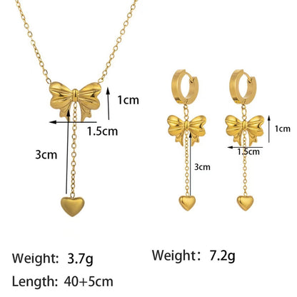 Stainless Steel Necklace Earrings Women's Jewelry Suit