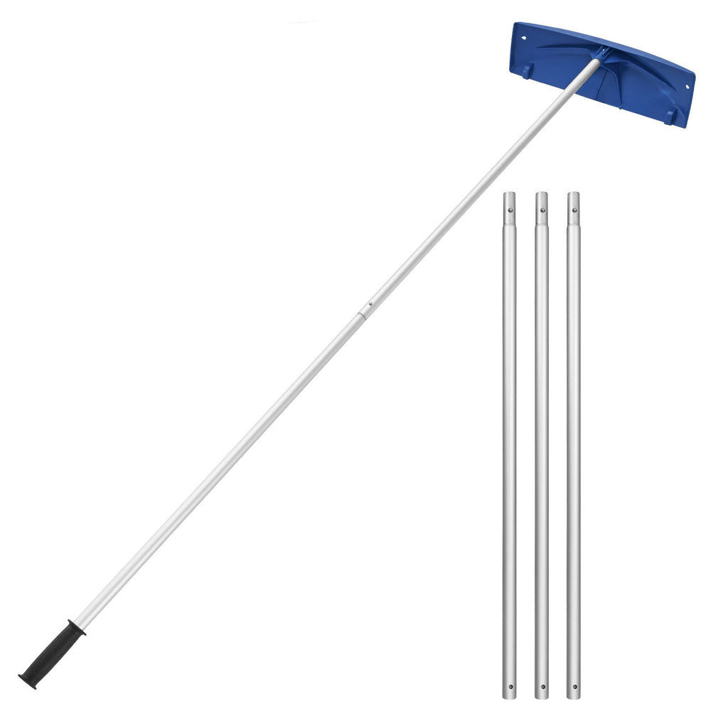 Snow Roof Rake, 24 in PP Plastic Blade, 3.8-18.2 ft Adjustable Roof Snow Scraper with Wheels, Anti-Slip Handle Snows Removal Tool, Lightweight House Rooftop Rake for Leaves Debris Removal