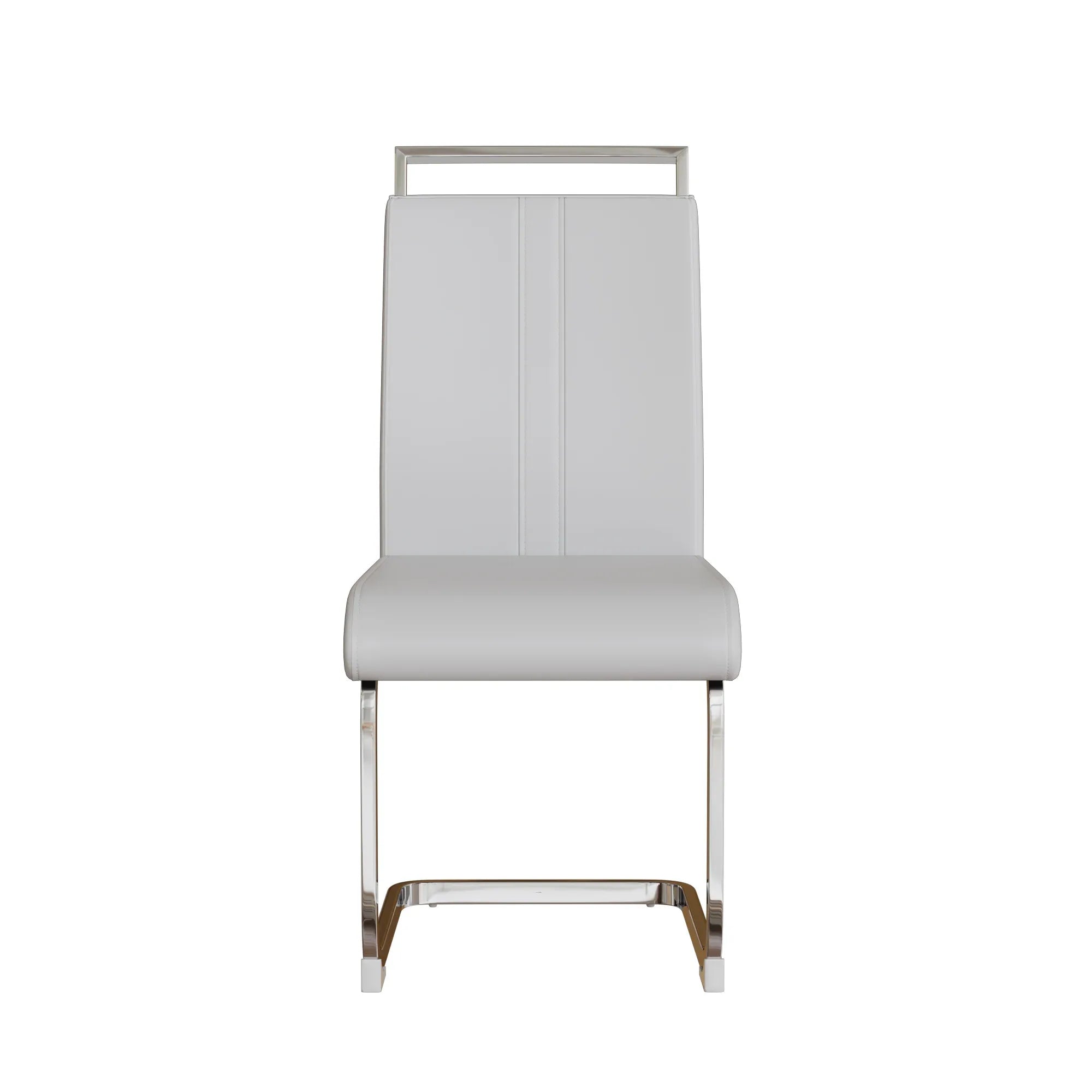 Modern Dining Chairs,PU Faux Leather High Back Upholstered Side Chair with C-shaped Tube plating Metal Legs for Dining Room Kitchen Vanity Patio Club Guest Office Chair (Set of 2) (White+PU Leather) - Eloy Royal