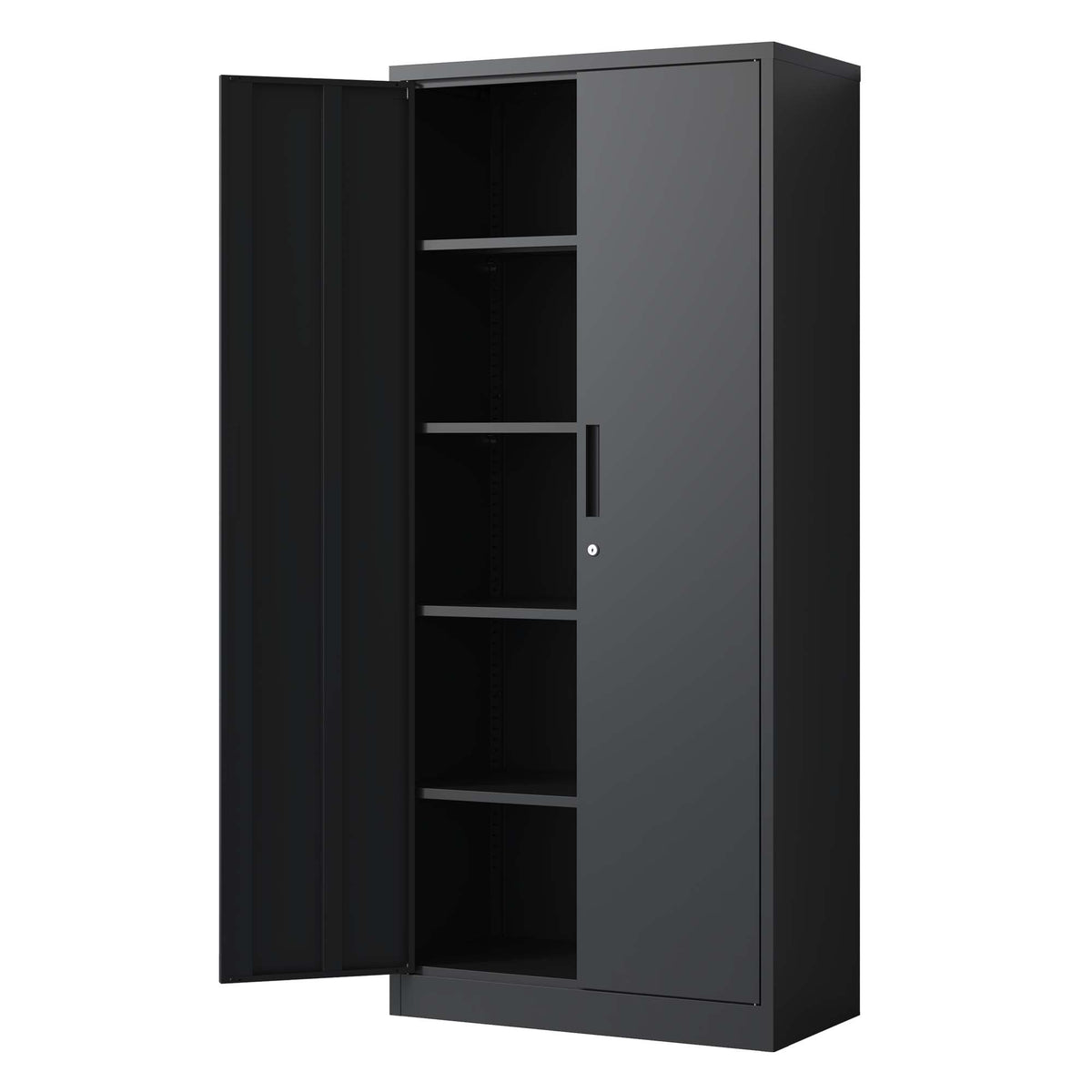 72'H Metal Garage Storage Cabinet, Black Tool Steel Locking Cabinet with Doors and 4 Shelves, Tall Cabinets for Garage Storage Systems Lockable File Cabinet for Home Office, Classroom/Pantry
