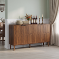 55-inch sideboard/serving cabinet, mid-century modern style wooden entryway cabinet, four-door storage unit with metal handles, sturdy solid wood legs, multi-functional decorative cabinet, suitable fo