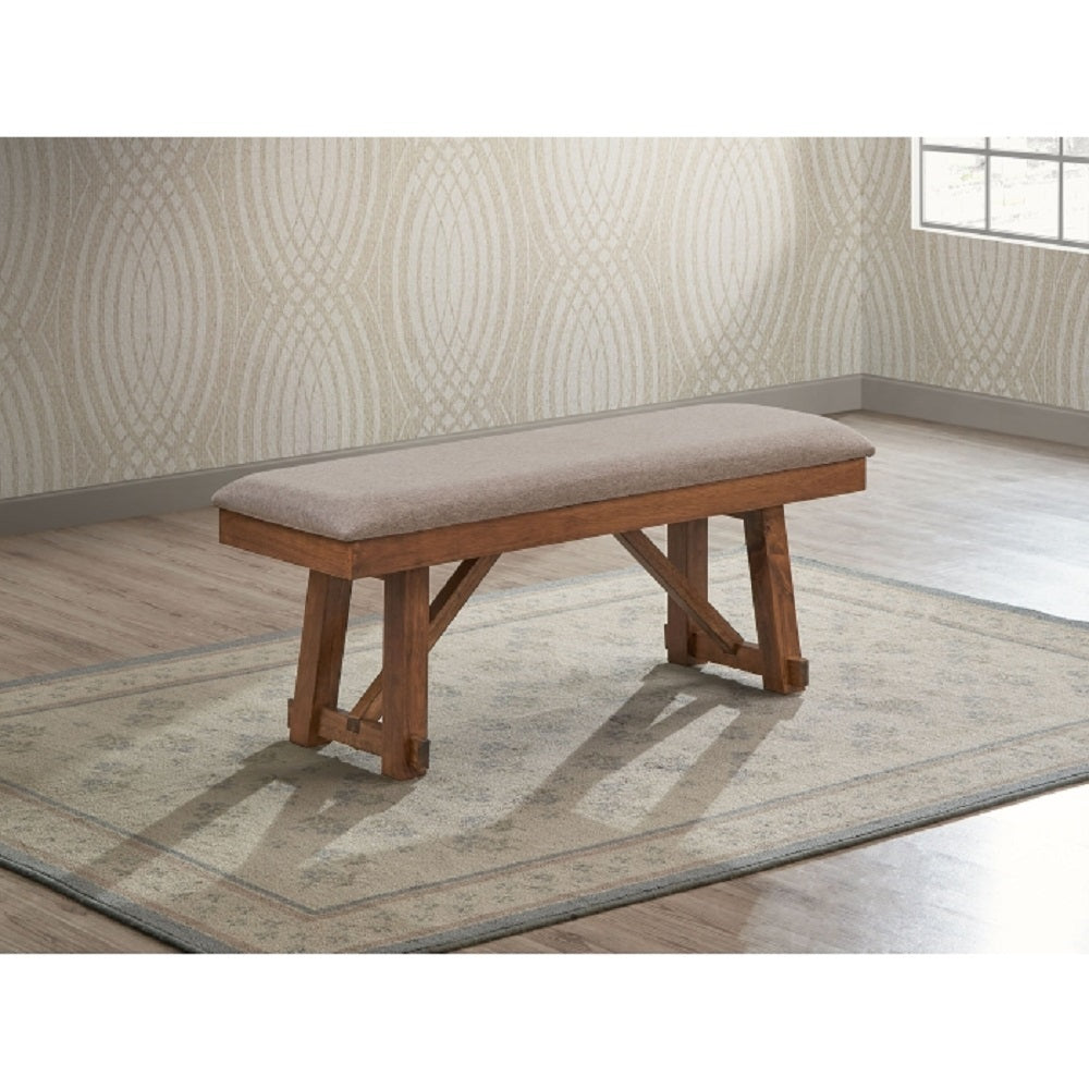 Brown Wooden Dining Bench with Cushion, Stylish Bench for Dining Room, Kitchen and Entryway