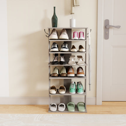 Shoe Rack with 7 Tier Shoe Storage with Hooks