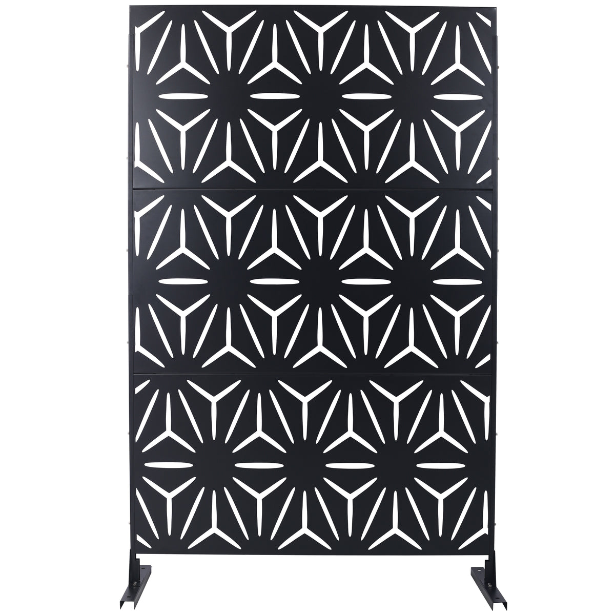 Outdoor & Indoor Privacy Screen Metal Privacy Screen 76' H×48' W, Freestanding Decorative Privacy Screen for Deck Balcony Patio, Privacy Fence Panels for Outside Lawn Garden PS104 BLACK