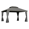 Pershore Double-Roof Hardtop Gazebo, Gray, 10 x 13 ft