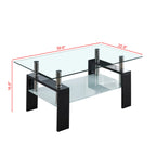 Artisan Center Coffee Table, Tempered Glass Top Stainless Steel Legs for Living Room, Black - Eloy Royal