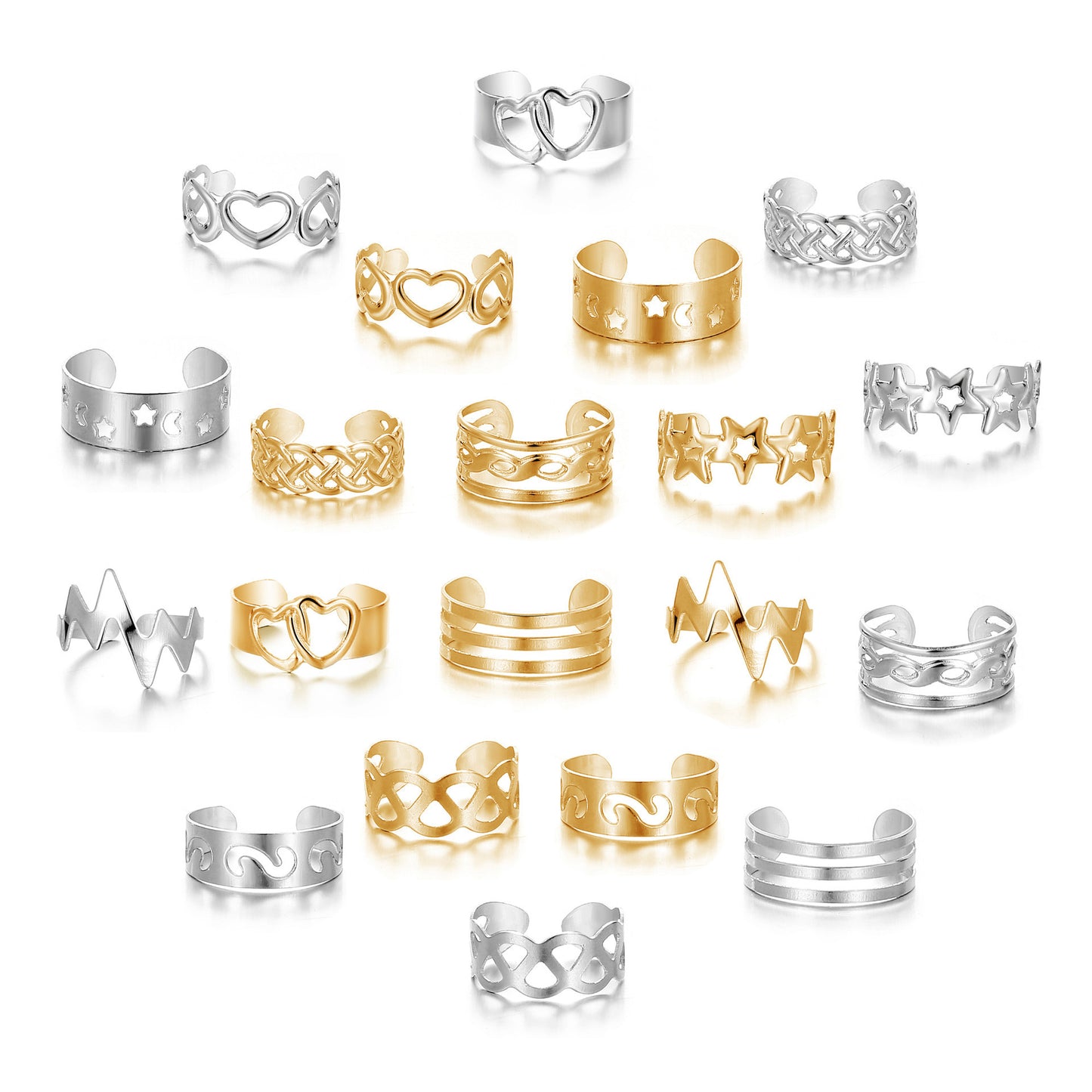 Alloy Star Moon Toe Ring 10-piece Set