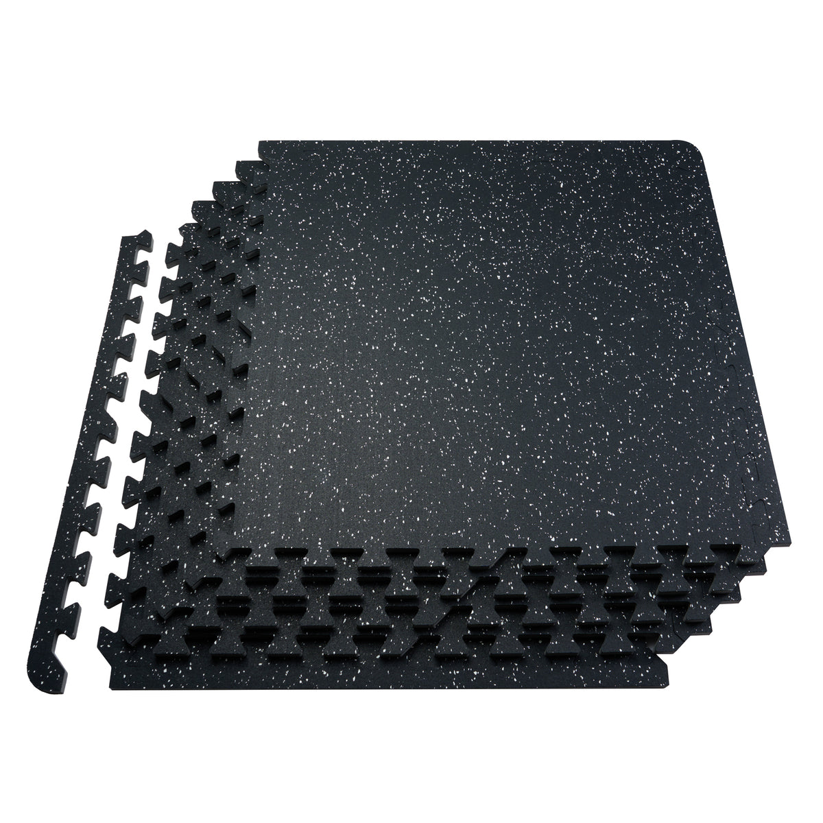 0.56 Inch Thick Gym Floor Mats, 25 Tiles Rubber Top with EVA Foam, 25' x 25' Gym Flooring Workout Mats with 100sq.ft Coverage, Interlocking Puzzle Gym Mats for Gym, Home, Garage, Black & White
