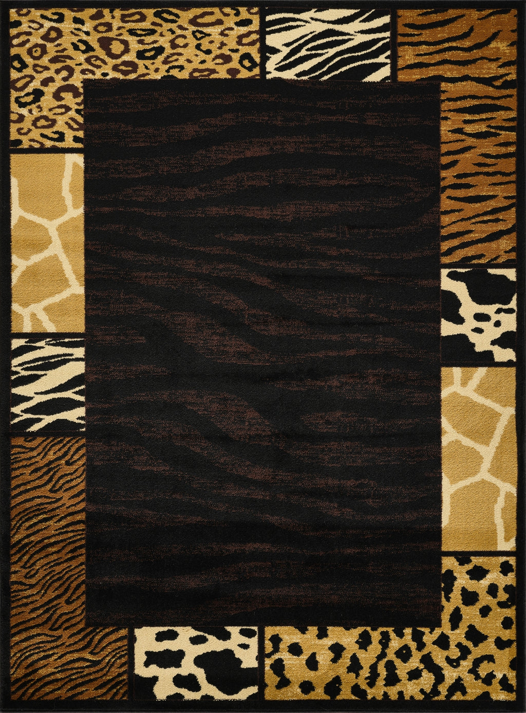 Tribes GC_YLS4013 Black 7 ft. 10 in. x 10 ft. 3 in. Animal Print Area Rug