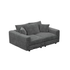 82.7 'Plush Corduroy 3-Seat Sofa,Modern Comfy Upholstered Sofa Cloud Couch,Deep Seat Couches with Soft Pillows and 2 Ottomans,Convertible Sofa Lounge Chair,for Living Room,Apartment,Office,Grey - Eloy Royal