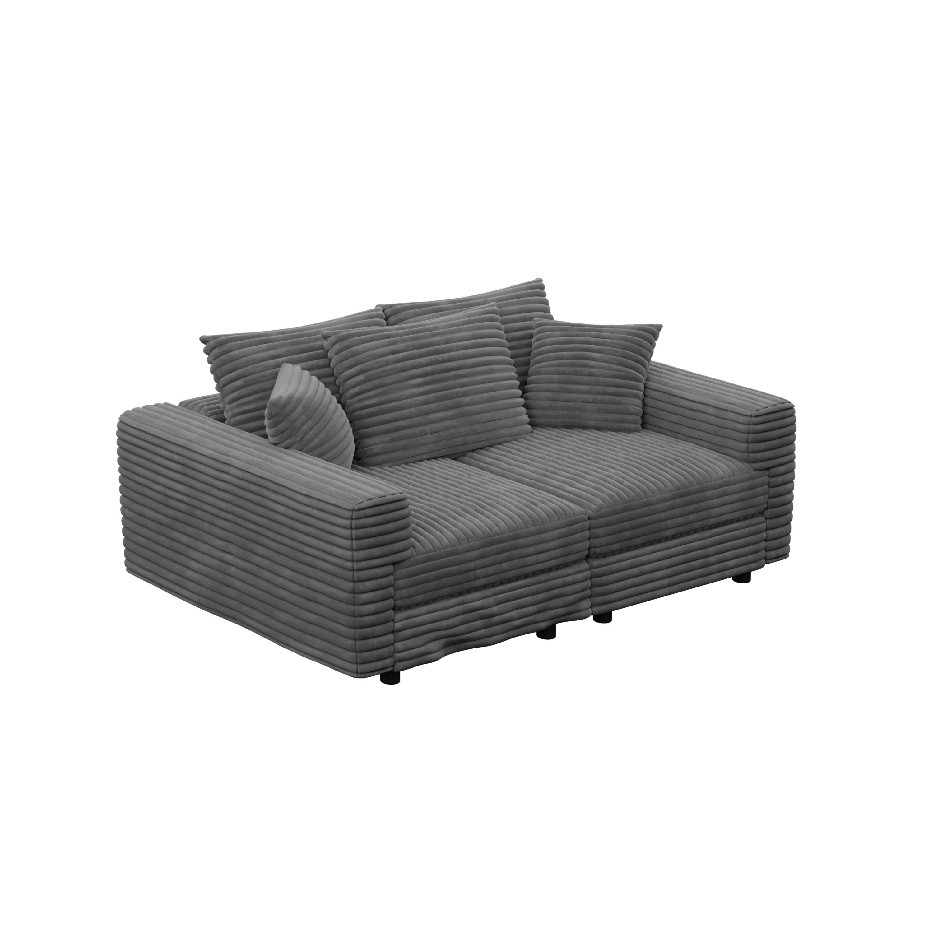 82.7 'Plush Corduroy 3-Seat Sofa,Modern Comfy Upholstered Sofa Cloud Couch,Deep Seat Couches with Soft Pillows and 2 Ottomans,Convertible Sofa Lounge Chair,for Living Room,Apartment,Office,Grey - Eloy Royal