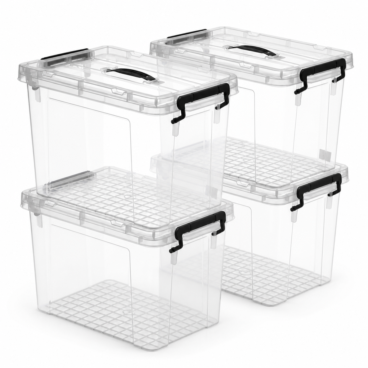 4 Pack 90 QT Plastic Storage Bins with Lids,Clear Stackable Bins with Secure Latches and Handles Heavy-Duty Storage Containers For Home Office and Garage Organization