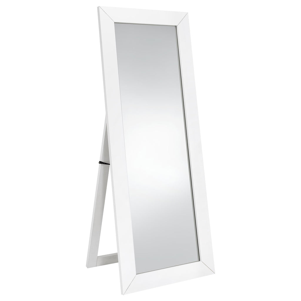 Andropov White High Gloss Full Length Mirror: Modern Floor Standing Mirror with Sleek Frame, Shatterproof Glass, and Durable MDF Construction