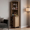 Kingston Corner Bar Cabinet with Wine Bottle Storage, Stemware Rack, and Display Shelves