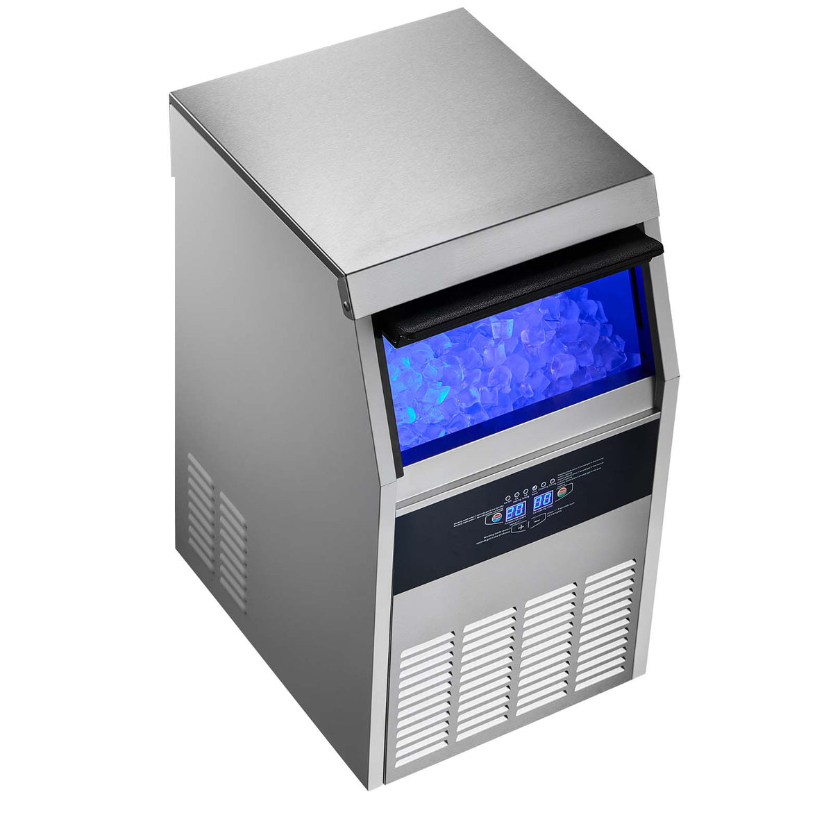 Commercial Ice Maker Machine, 130 lbs/24h with 30 lbs Storage Capacity, Built-in/Freestanding/Under Counter, Stainless Steel Ice Maker with LED Display & Self-Cleaning, for Home Bar Restaurant