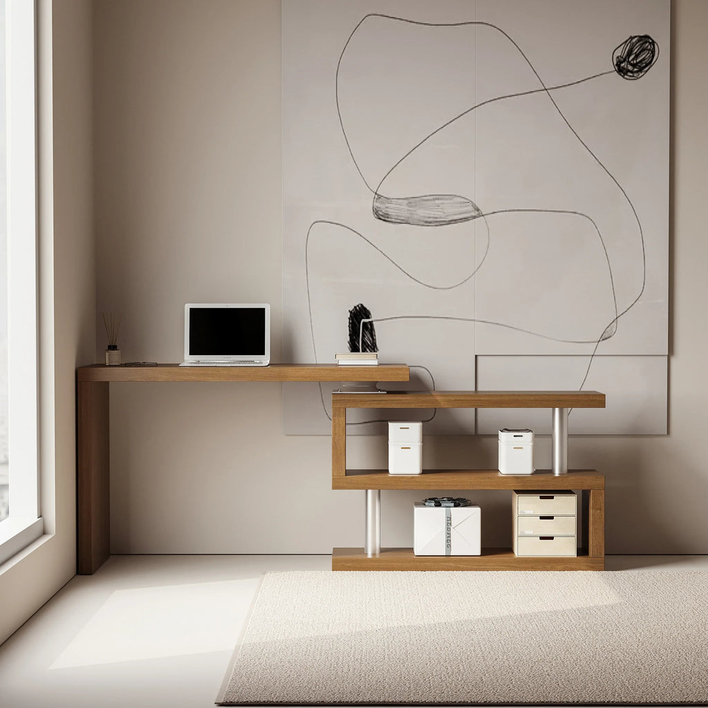 Modern 47'L Swivel Top Desk-Walnut - Eloy Royal