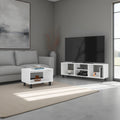 Carter 2 Piece Living Room Set, Streamlined with TV Stand and Coffee Table, White