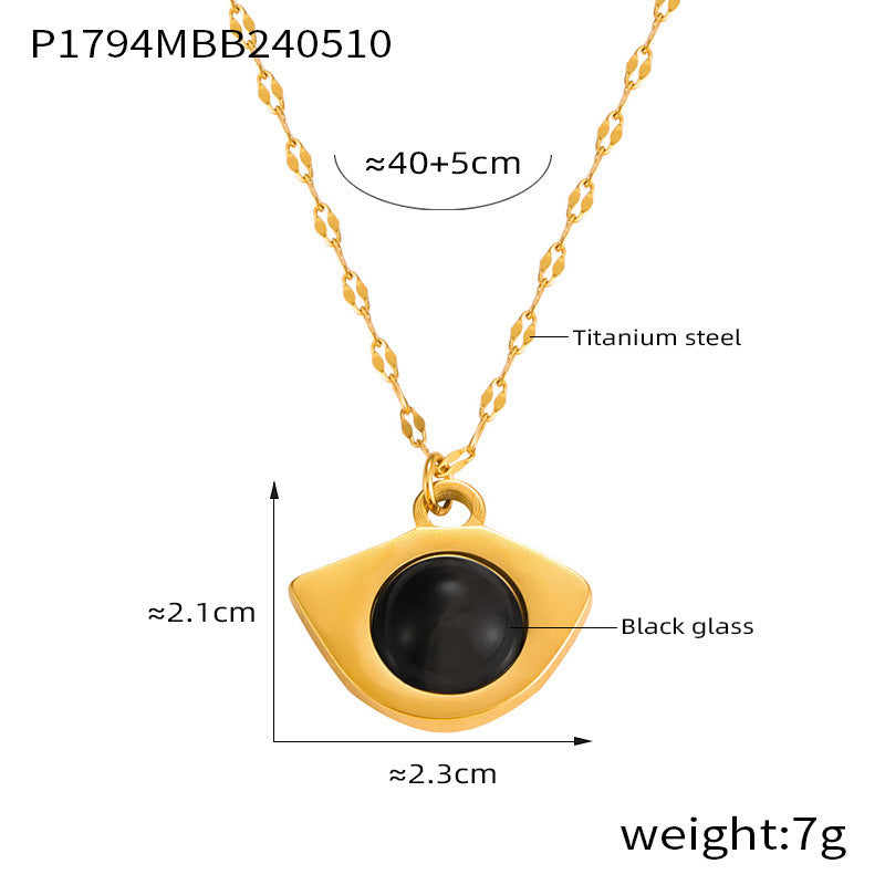 Vintage Natural Tiger-Eye Stone Necklace With Fish Mouth Design Fashion Pendant Clavicle Chain Women's Jewelry