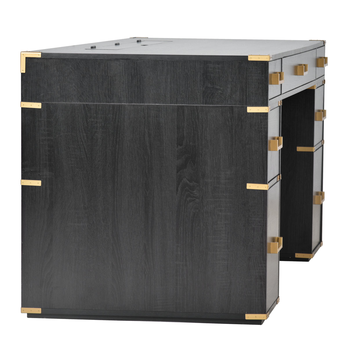 Sheridan Metal-Trim Executive Desk, Black and Gold, 70 in
