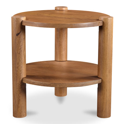Accent Table, Round Solid Mango Wood, Vintage Brown