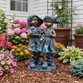 Magnesium oxide statues of a boy and a girl, perfect as garden lawn ornaments, are ideal for backyards, lawns, and patios.