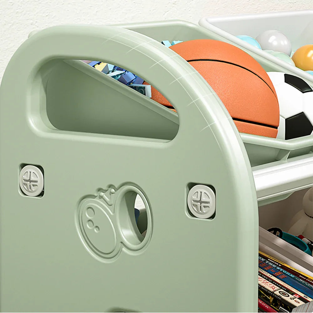 Kids Toy Storage Organizer with 6 Bins, Multi-functional Nursery Organizer Kids Furniture Set Toy Storage Cabinet Unit with HDPE Shelf and Bins for Playroom, Bedroom, Living Room (Green Color) - Eloy Royal