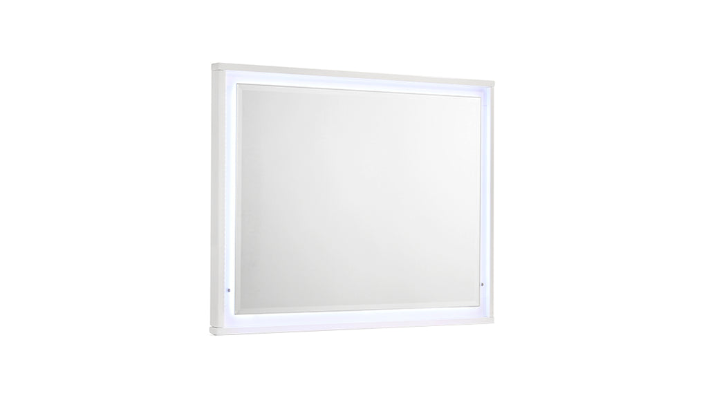 Manhattan Mirror – Lacquer Frame with Integrated LED Lighting for a Sleek, Modern Look (INCLUDES MIRROR ONLY) White